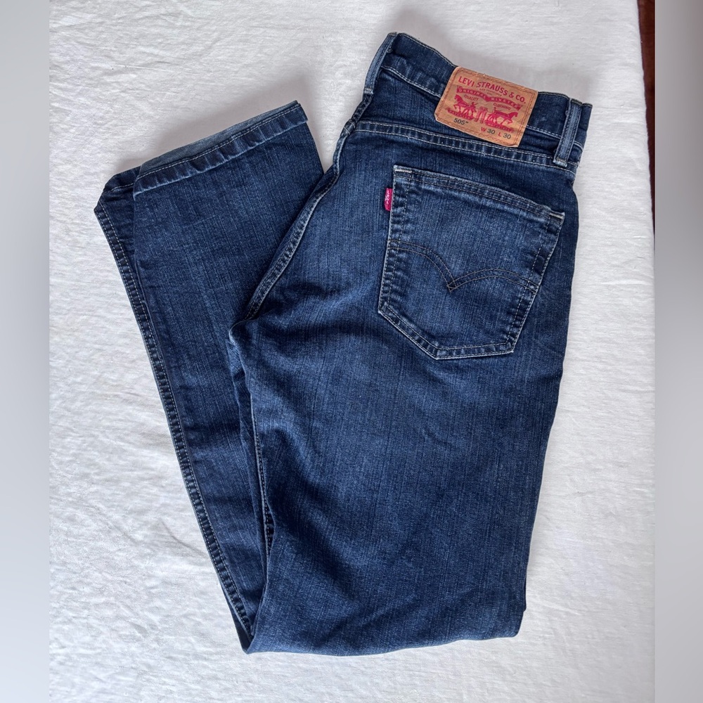 Men’s Levi’s 505 Straight Leg Regular Fit Dark Wash Size 30x30